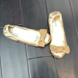 Girls Stuart Weitzman Gold Ballet Flat Shoes